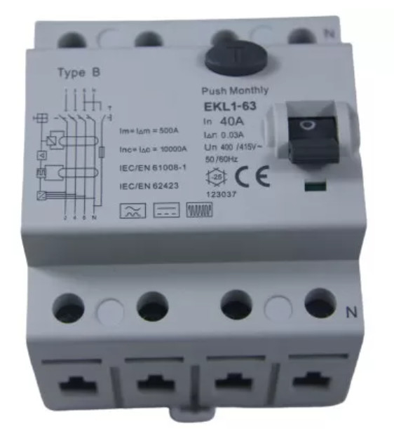 Electromagnetic IP20 Type B Rcd Breaker For EV Charger 4P 415V
