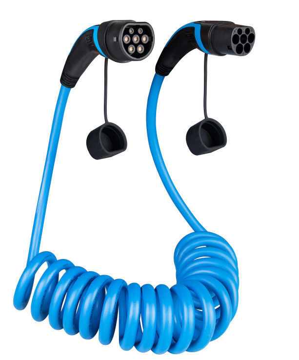 16A Spiral Type 2 To Type 2 EV Charging Cable 1 Phase Electric Car Cable IP67